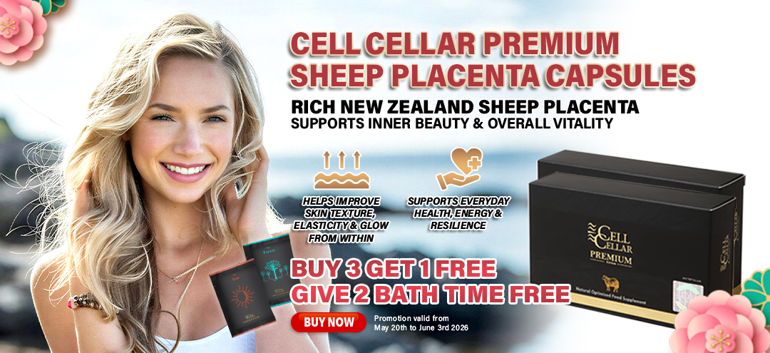 Cell Cellar Sheep Placenta Capsules Buy 3 Get 1 Free, Give 2 Bath time Free